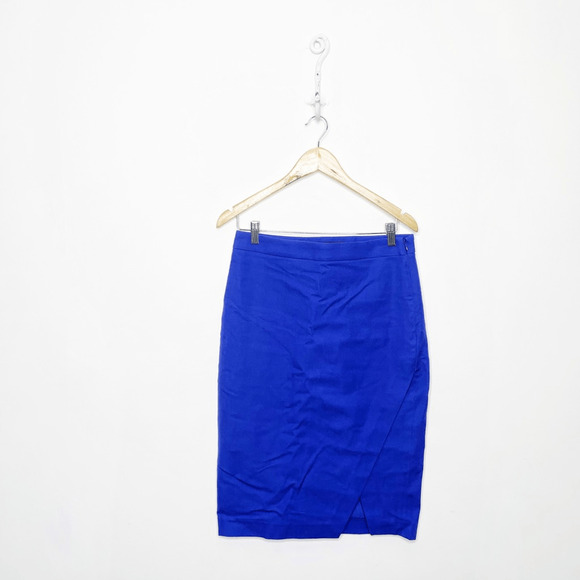 Banana Republic Bi Stretch Wrap Front Pencil Skirt blue career WOMEN'S 6 NWT - Picture 1 of 8